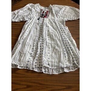 World Market white blue short sleeved tunic size S/M